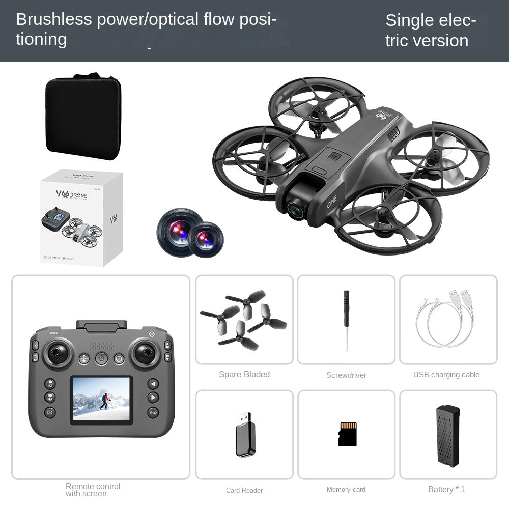 V666 Drone with Screen HD Aerial Photography Remote Control Aircraft Full Protection Altitude Hold V666 Aircraft with Screen Control