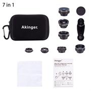 Akinger 4in1 5in1 7in1 10in1 13in1 Phone camera Lens Kit Fisheye Wide Angle macro telescope for iphone xiaomi android phone