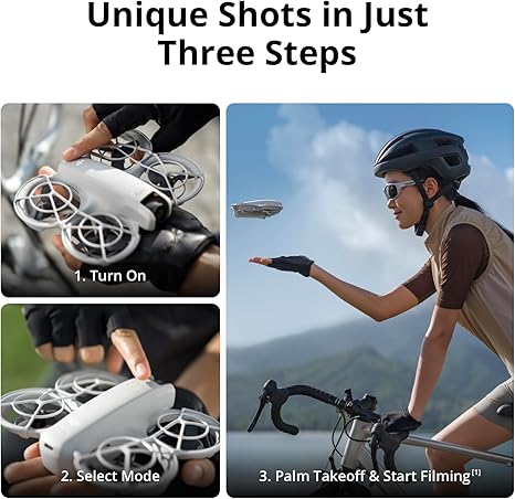 DJI Neo, Mini Drone with 4K UHD Camera for Adults, 135g Self Flying Drone that Follows You, Palm Takeoff, Subject Tracking, QuickShots, Stabilized Video, Built-In Propeller Guard (Controller-Free)