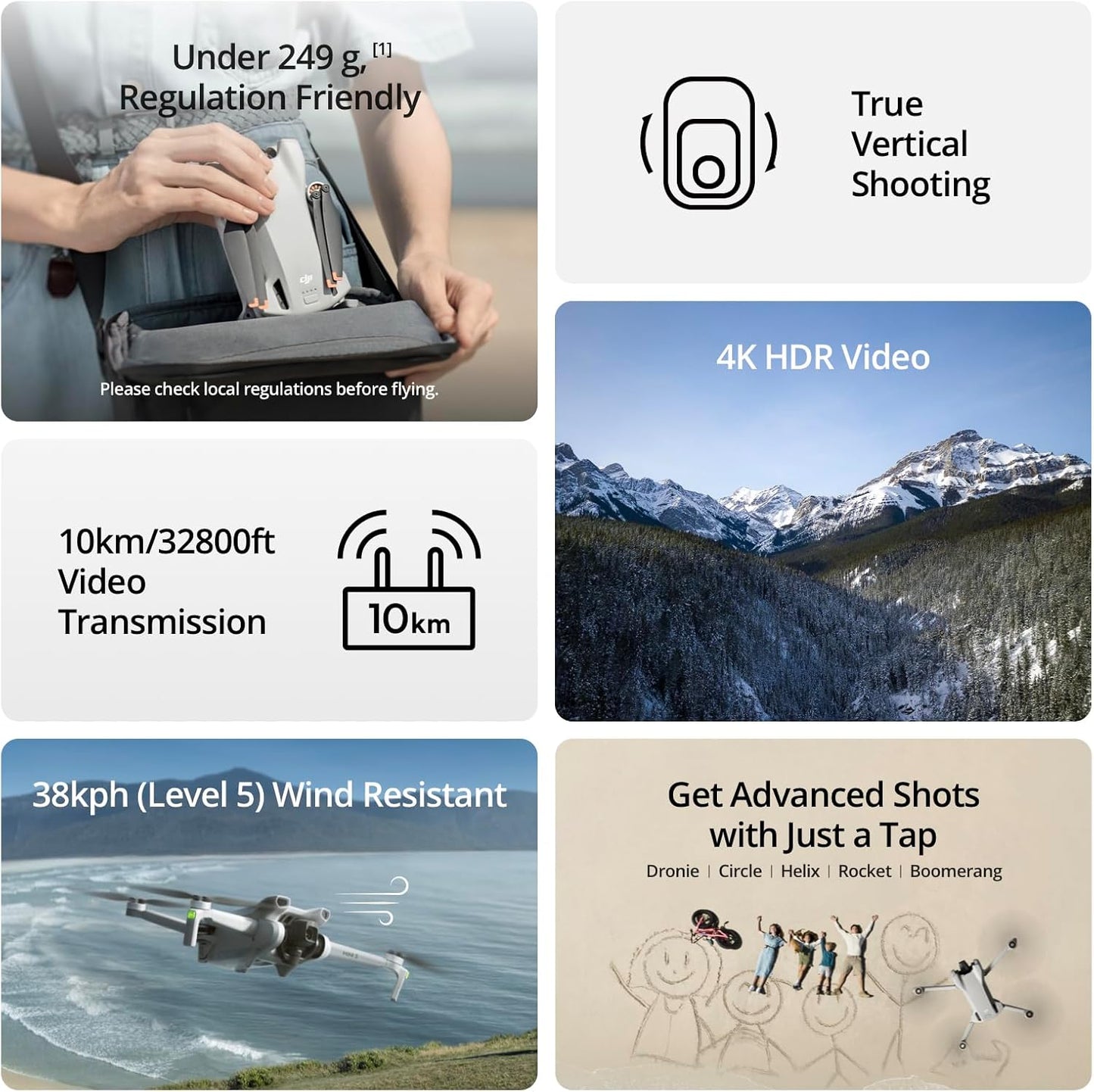 DJI Mini 3 Fly More Combo (DJI RC), Drones with Camera for Adults 4K, 3 Batteries for 114-min Flight Time, Vertical Shooting, 32800ft (10km) Video Transmission, Lightweight Mini Drone for Beginners