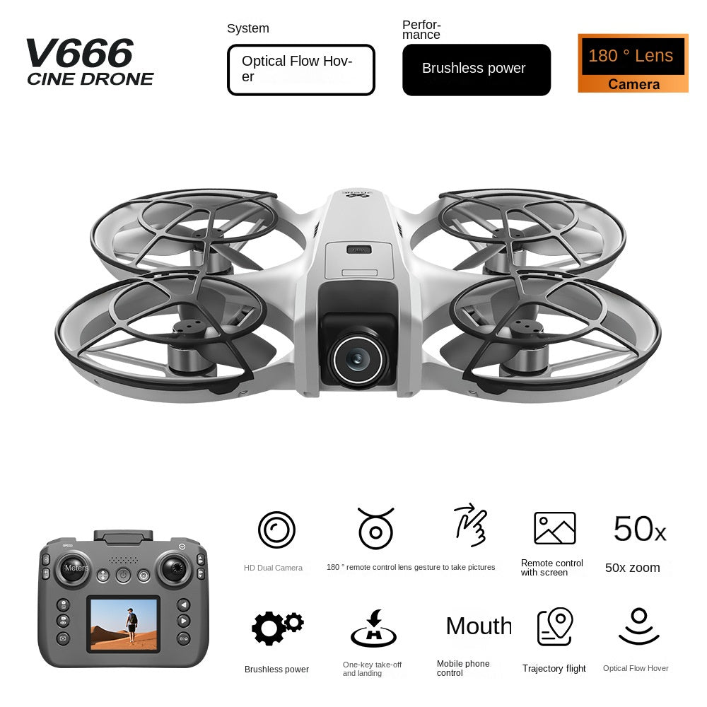 V666 Drone with Screen HD Aerial Photography Remote Control Aircraft Full Protection Altitude Hold V666 Aircraft with Screen Control
