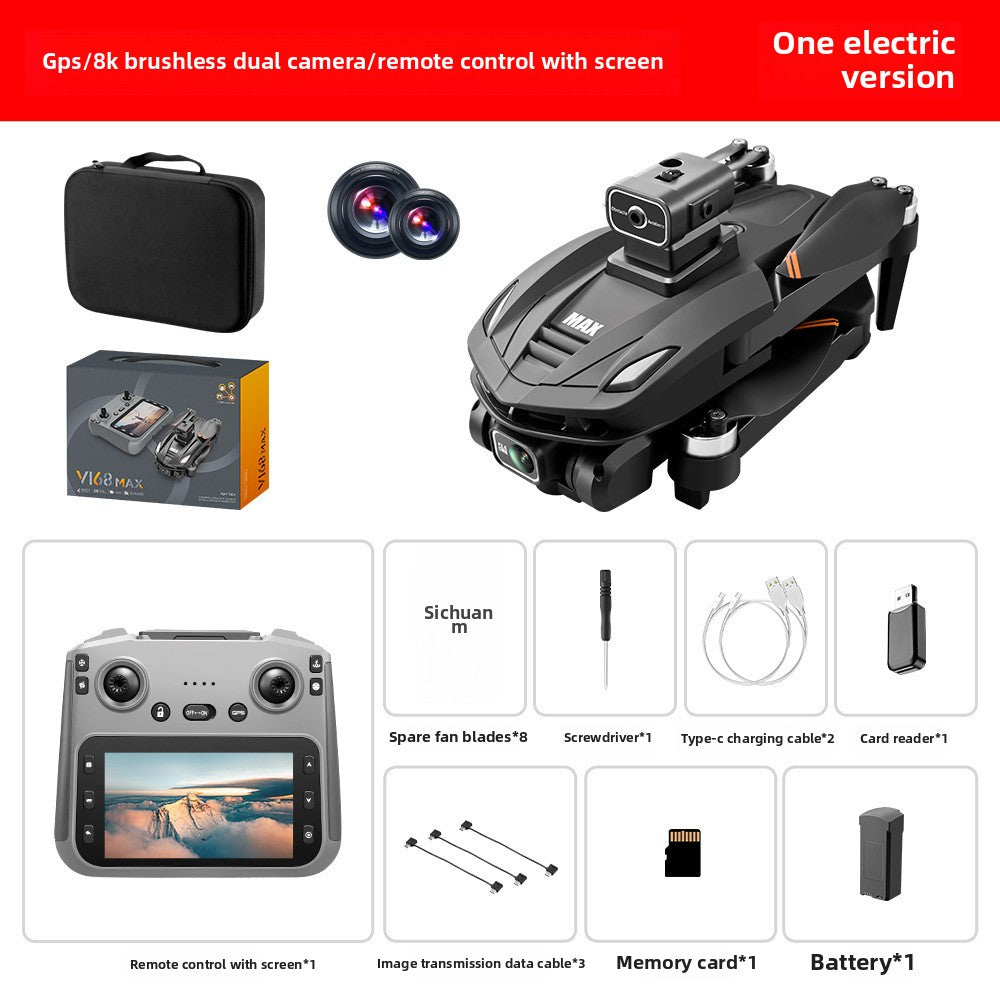 V168MAX Brushless Drone with Screen GPS Auto Return 8K HD Aerial Photography Remote Control Airplane   SKU:V168max Gift Box [Sony Lens + Digital Image Transmission + GPS Smart Return]